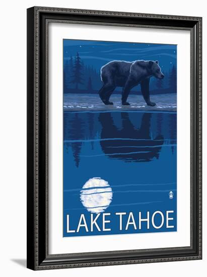 Bear at Night - Lake Tahoe, California-Lantern Press-Framed Art Print