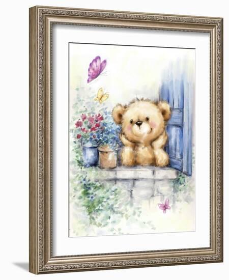 Bear at Window-MAKIKO-Framed Giclee Print