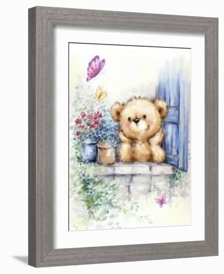 Bear at Window-MAKIKO-Framed Giclee Print