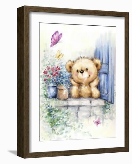 Bear at Window-MAKIKO-Framed Giclee Print