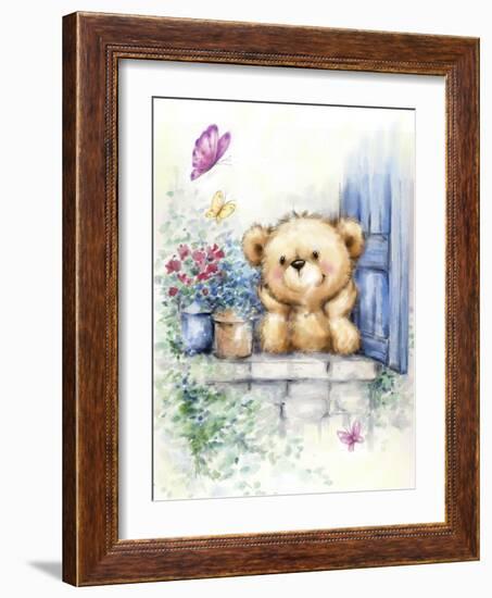 Bear at Window-MAKIKO-Framed Giclee Print