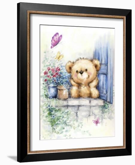 Bear at Window-MAKIKO-Framed Giclee Print