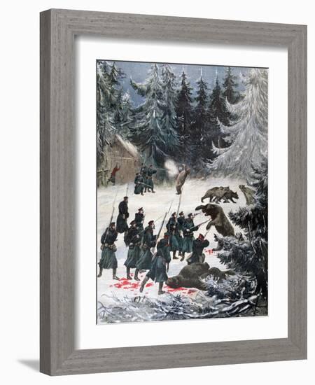 Bear Attack, Russia, 1892-Henri Meyer-Framed Giclee Print