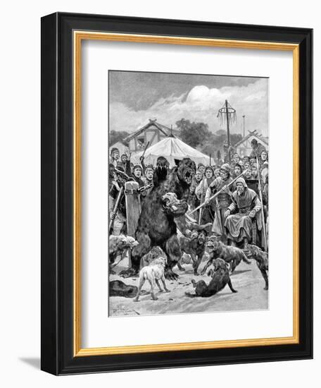 Bear-Baiting in Saxon Times-Richard Caton Woodville II-Framed Giclee Print