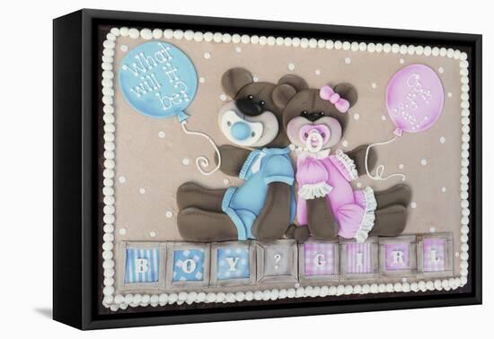 Bear Boy Girl Gender Reveal-null-Framed Premier Image Canvas