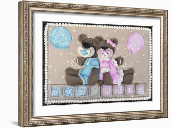 Bear Boy Girl Gender Reveal-null-Framed Photographic Print