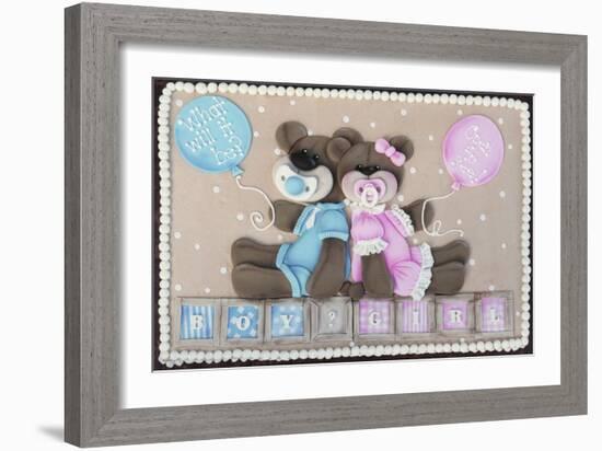 Bear Boy Girl Gender Reveal-null-Framed Photographic Print