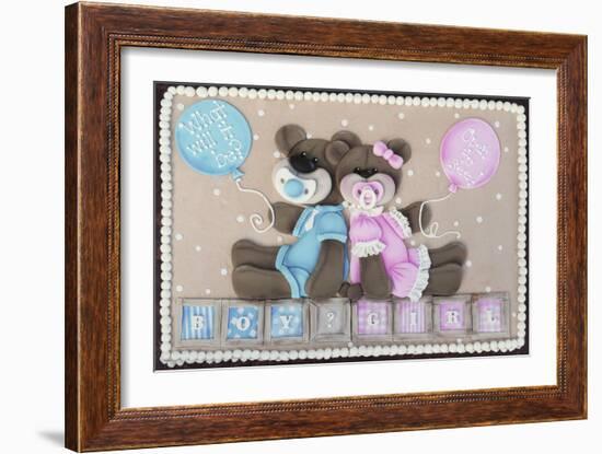 Bear Boy Girl Gender Reveal-null-Framed Photographic Print