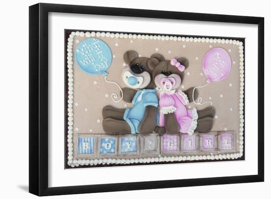 Bear Boy Girl Gender Reveal-null-Framed Photographic Print