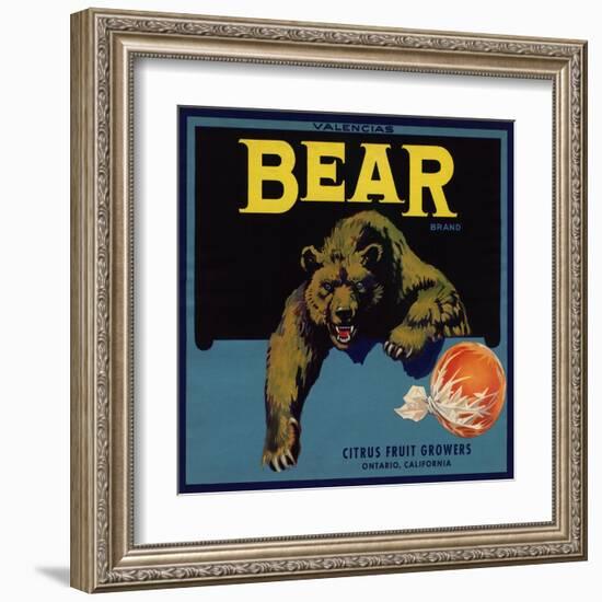 Bear Brand - Ontario, California - Citrus Crate Label-Lantern Press-Framed Art Print