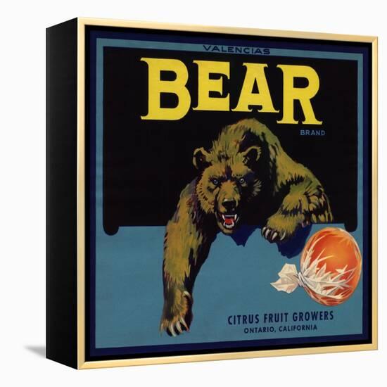 Bear Brand - Ontario, California - Citrus Crate Label-Lantern Press-Framed Stretched Canvas