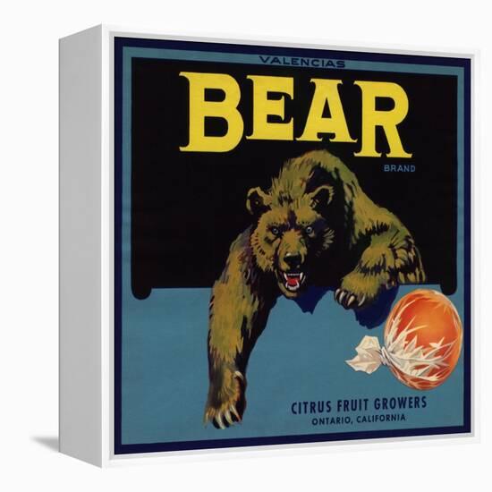 Bear Brand - Ontario, California - Citrus Crate Label-Lantern Press-Framed Stretched Canvas