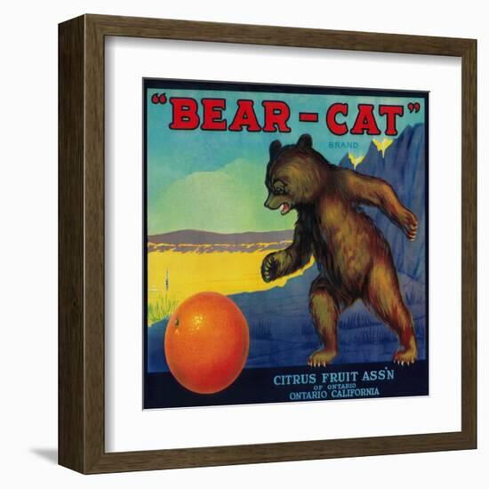 Bear Cat Orange Label - Ontario, CA-Lantern Press-Framed Art Print