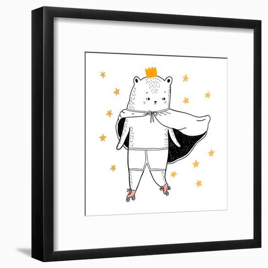 Bear Drawing - Funny Vector Children Illustration-lenaer-Framed Art Print