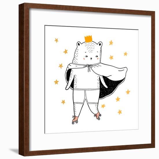 Bear Drawing - Funny Vector Children Illustration-lenaer-Framed Premium Giclee Print