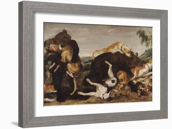 Bear Hunt Or, Battle Between Dogs and Bears-Paul De Vos-Framed Giclee Print