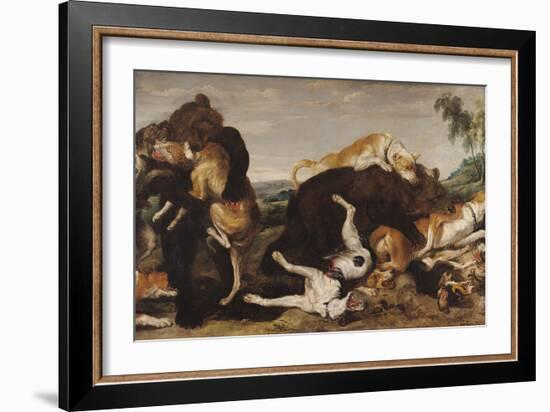 Bear Hunt Or, Battle Between Dogs and Bears-Paul De Vos-Framed Giclee Print