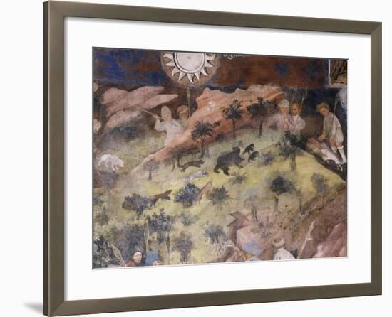 Bear Hunting, Detail from Month of November, Panel Taken from Cycle of Months-null-Framed Giclee Print