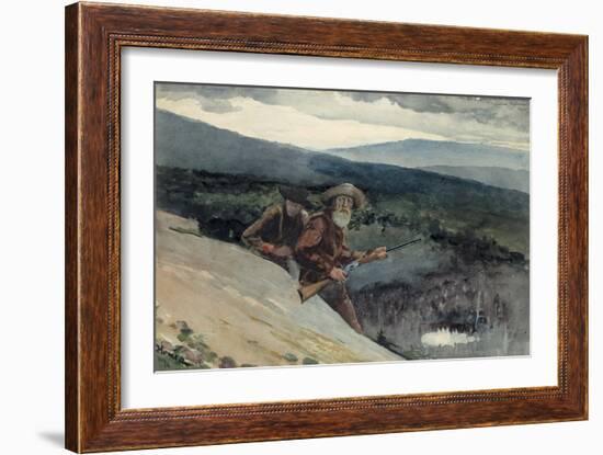 Bear Hunting, Prospect Rock, 1892, by Winslow Homer, 1836-1910, American, realist painting,-Winslow Homer-Framed Art Print