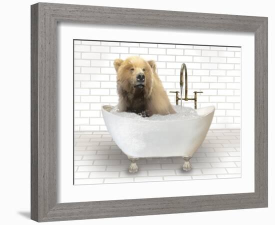 Bear In Bathtub-Matthew Piotrowicz-Framed Art Print