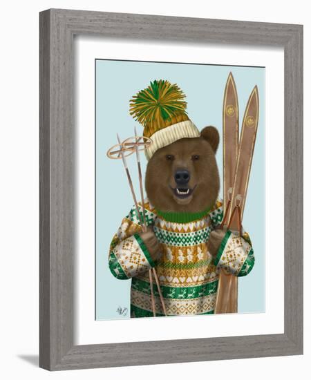 Bear in Christmas Sweater-Fab Funky-Framed Art Print