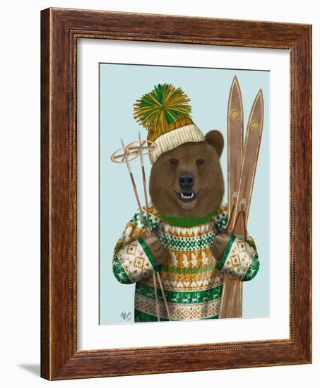 Bear in Christmas Sweater-Fab Funky-Framed Art Print