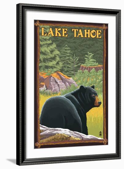 Bear in Forest - Lake Tahoe, California-Lantern Press-Framed Art Print