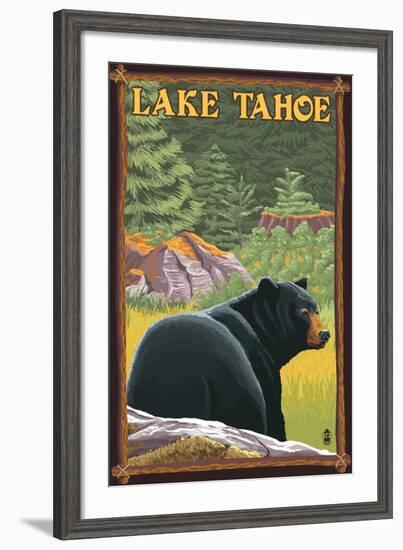 Bear in Forest - Lake Tahoe, California-Lantern Press-Framed Art Print