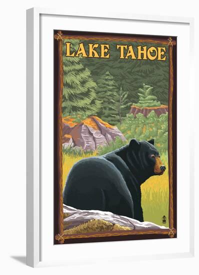 Bear in Forest - Lake Tahoe, California-Lantern Press-Framed Art Print