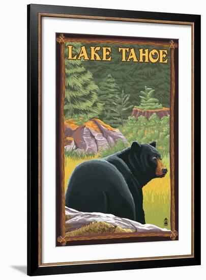 Bear in Forest - Lake Tahoe, California-Lantern Press-Framed Art Print