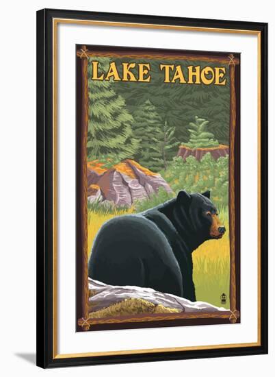 Bear in Forest - Lake Tahoe, California-Lantern Press-Framed Art Print