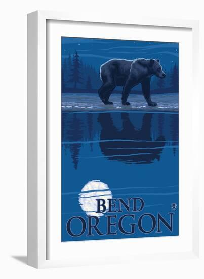 Bear in Moonlight, Bend, Oregon-Lantern Press-Framed Art Print