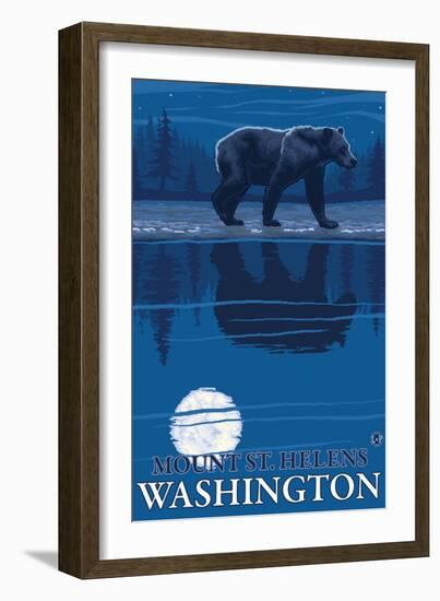 Bear in Moonlight, Mount St. Helens, Washington-Lantern Press-Framed Art Print