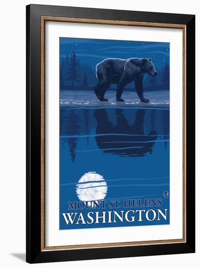 Bear in Moonlight, Mount St. Helens, Washington-Lantern Press-Framed Art Print
