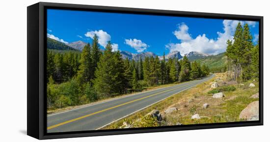 Bear Lake Road passing through forest, Rocky Mountain National Park, Colorado, USA-null-Framed Premier Image Canvas