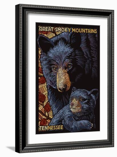 Bear Mosaic - Great Smoky Mountains, Tennesse-Lantern Press-Framed Art Print