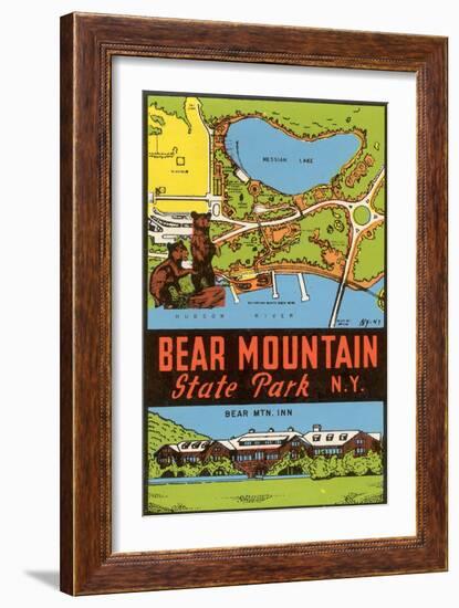 Bear Mountain State Park - Vintage Window Decal-Lantern Press-Framed Art Print