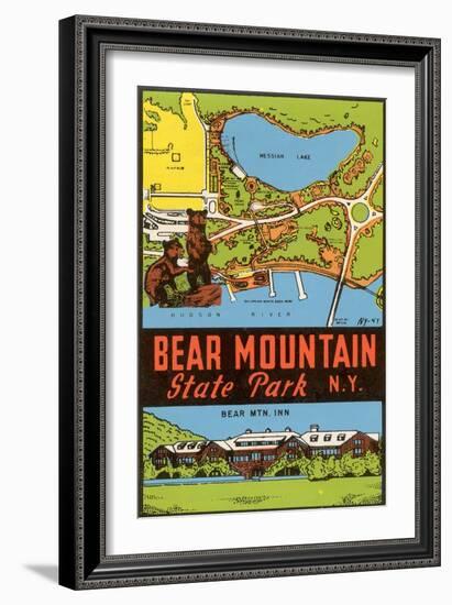 Bear Mountain State Park - Vintage Window Decal-Lantern Press-Framed Art Print