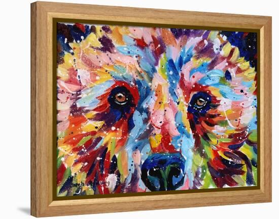 Bear Multicolour-Sarah Stribbling-Framed Stretched Canvas