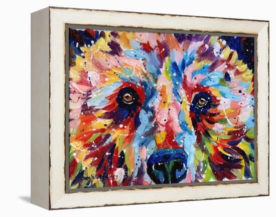 Bear Multicolour-Sarah Stribbling-Framed Stretched Canvas