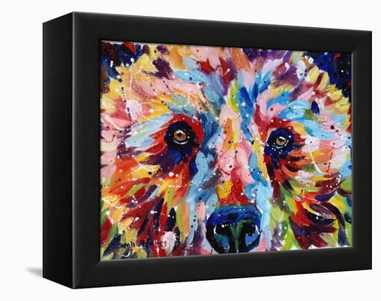 Bear Multicolour-Sarah Stribbling-Framed Stretched Canvas