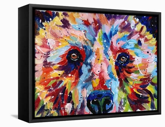 Bear Multicolour-Sarah Stribbling-Framed Stretched Canvas