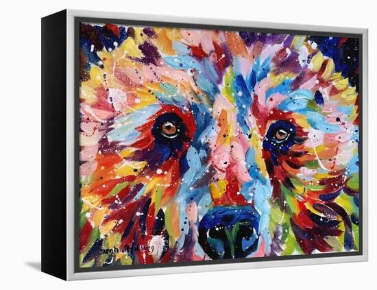 Bear Multicolour-Sarah Stribbling-Framed Stretched Canvas