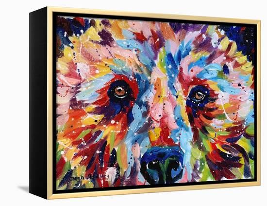 Bear Multicolour-Sarah Stribbling-Framed Stretched Canvas