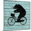 Bear on Bike on Old Board-J Hovenstine Studios-Mounted Giclee Print
