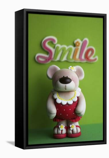 Bear Red Bathingsuit Smile-null-Framed Premier Image Canvas