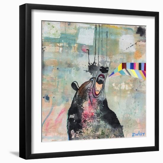 Bear Spirit Scream-Zwart-Framed Giclee Print