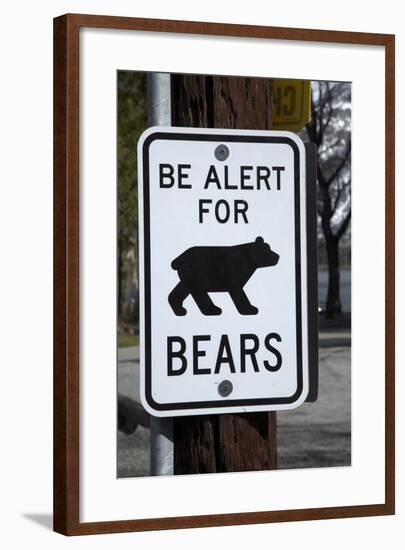 Bear Warning Sign, Silver Lake Resort, Eastern Sierra, California-David Wall-Framed Photographic Print