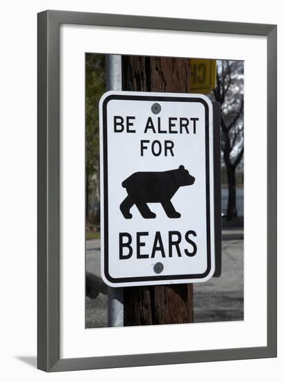 Bear Warning Sign, Silver Lake Resort, Eastern Sierra, California-David Wall-Framed Photographic Print