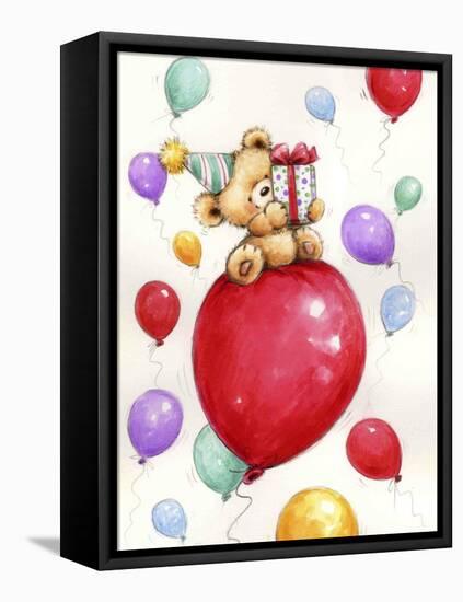 Bear with Balloons-MAKIKO-Framed Premier Image Canvas